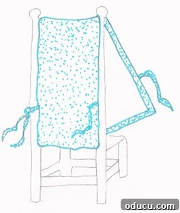 No-Sew-Chair-back-cover-diagram No-Sew Chair Back Cover with Ribbon Tie Diagram
