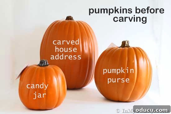 Selection of fake plastic pumpkins at a craft store before any carving or decoration.