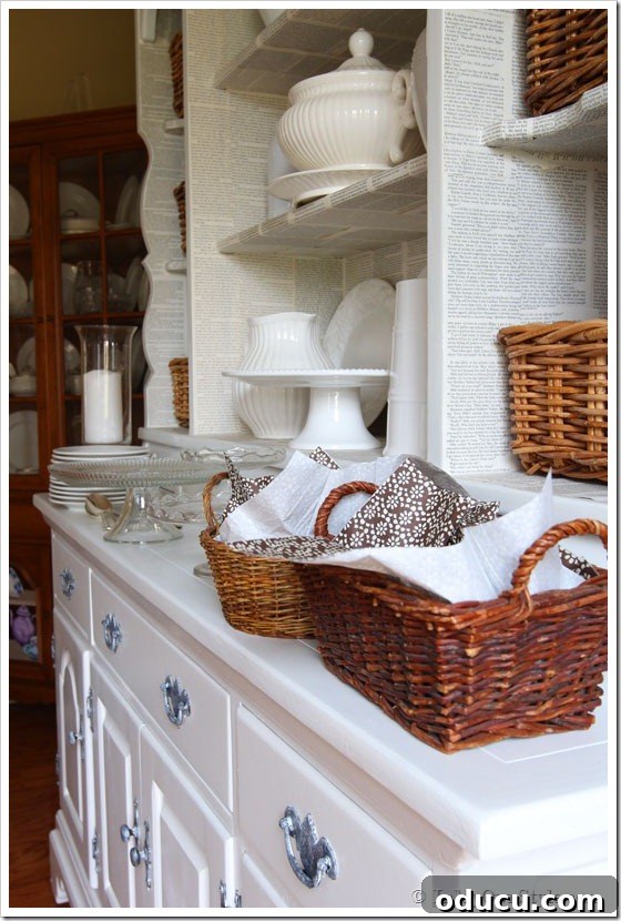 Thanksgiving sideboard, showcasing an overflow area for food and decor.