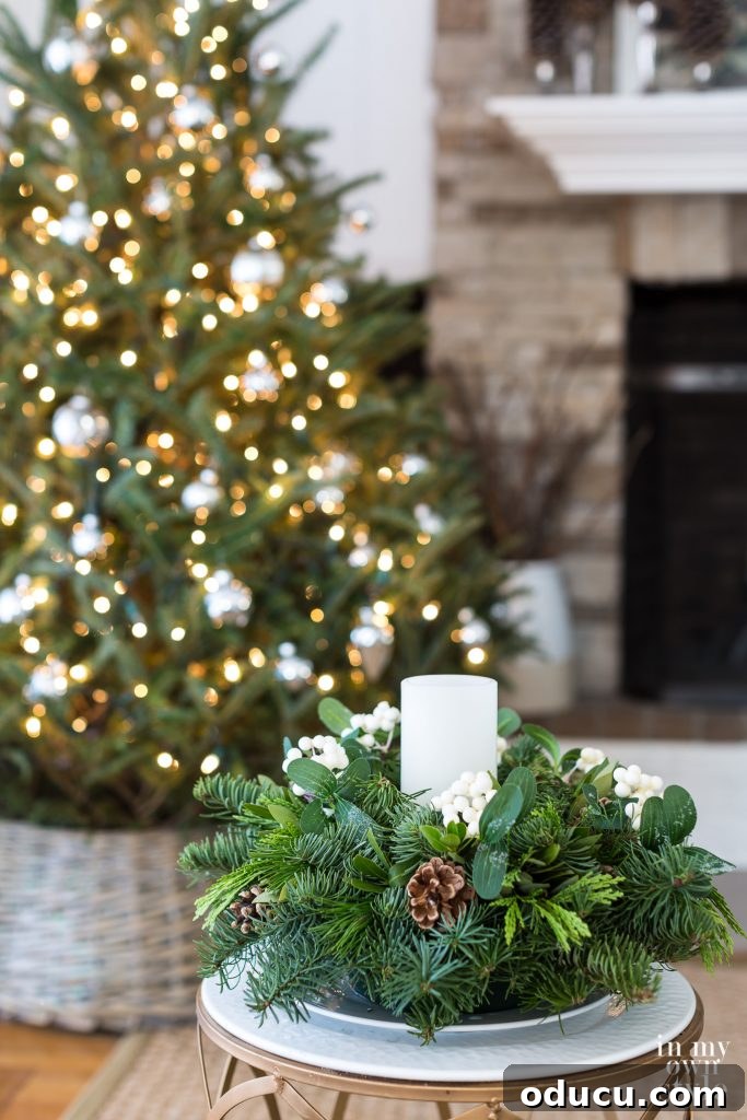 Foolproof Christmas Tree Lighting for a Dazzling Display 2 A festive centerpiece from Lynch Creek Farm, beautifully decorated for Christmas.