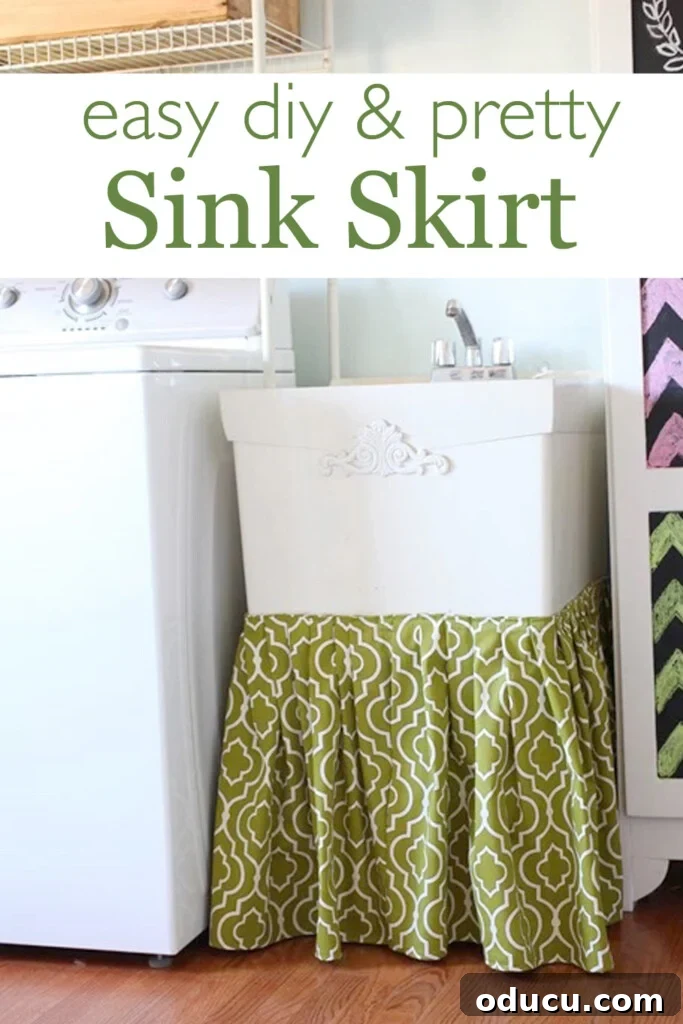 Crafting a Custom Sink Skirt 5 Laundry room sink - easy diy and pretty sink skirt