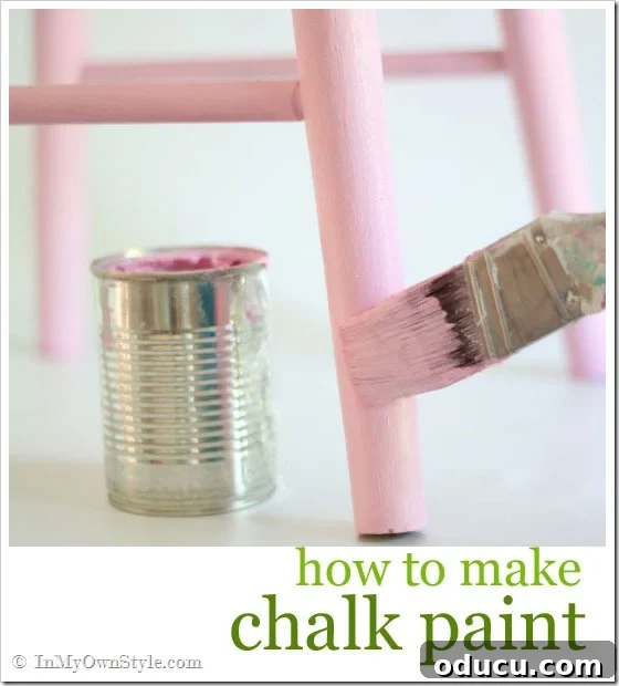 Unlock Amazing Furniture Makeovers with Homemade Chalk Paint 2 A person chalk painting a stool pink, demonstrating how to make chalk paint.