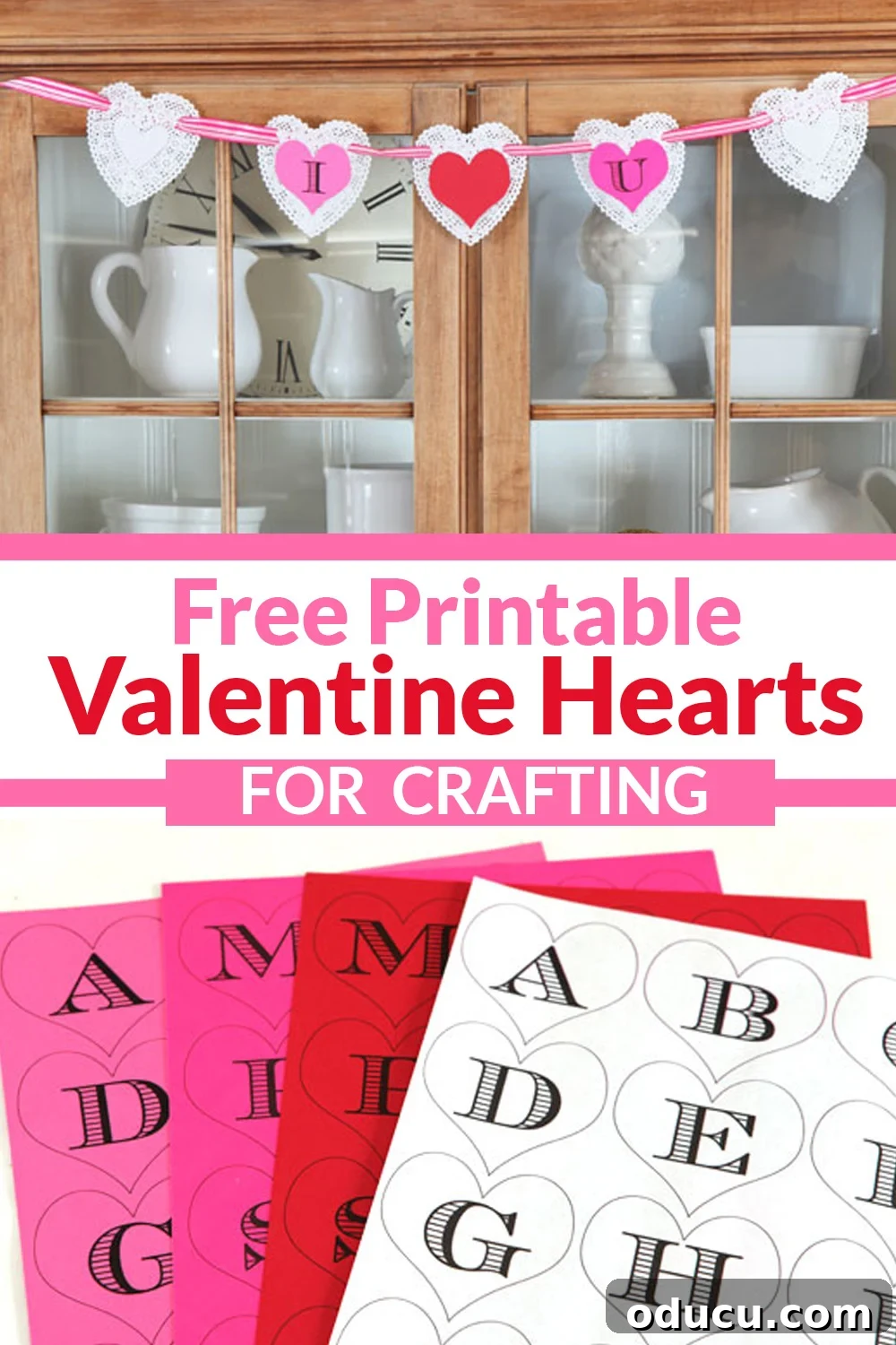Heartfelt Initial Crafts: Free Valentine Printables 13 A vibrant collage showcasing various uses for Free Printable Valentine Hearts, ideal for crafting, home decor, and classroom activities.