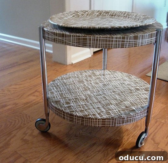 best images of a finished rolling decoupaged table