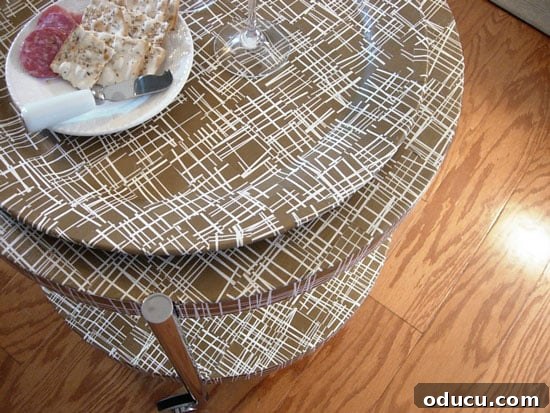 how to make a finished decoupaged table with serving tray