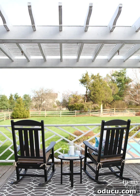 Polywood Presidential Rocker and Side Table: Unveiling Premium Outdoor Comfort 2 Polywood Presidential Rockers, black, made from recycled milk cartons, a durable outdoor furniture choice