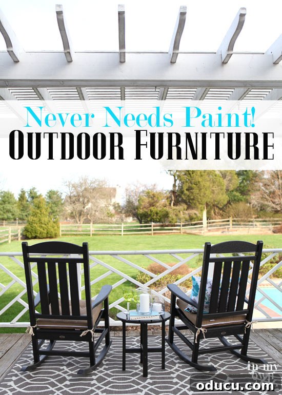 Polywood Presidential Rocker and Side Table: Unveiling Premium Outdoor Comfort 10 Polywood outdoor furniture in a backyard setting, highlighting its zero-maintenance requirement and long-lasting color