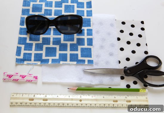Clearly Chic Sunglass Sanctuary 3 Supplies needed to make a fabric eyeglass case