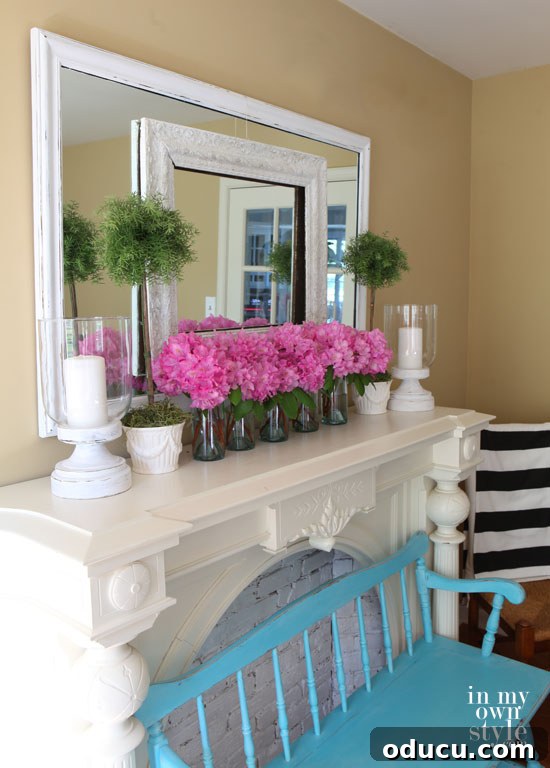 Elegant Mantel Decorating Ideas with Summer Flowers