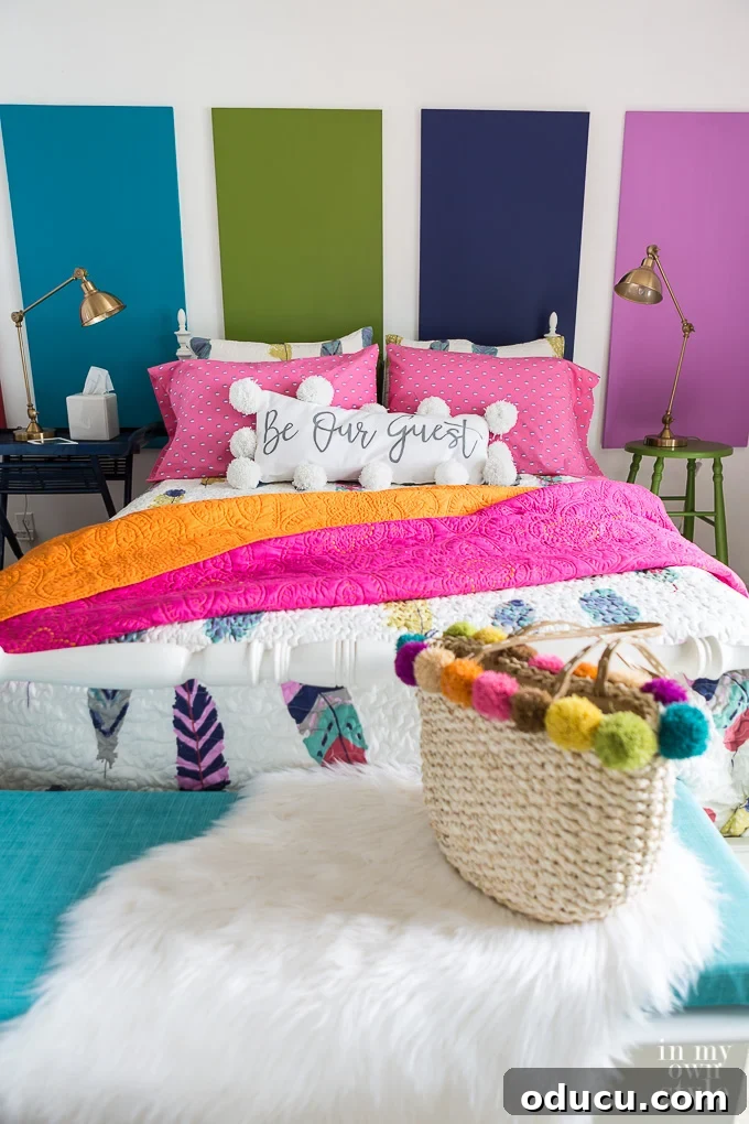 Beyond Aesthetics: Cultivating a Home That Feels Like You 4 A vibrant, colorful bedroom, showcasing a bold and personal decorating style.