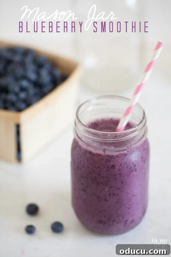 Effortless Mason Jar Blueberry Smoothies 3 Blueberry Smoothie Recipe Made in a Mason Jar Blender