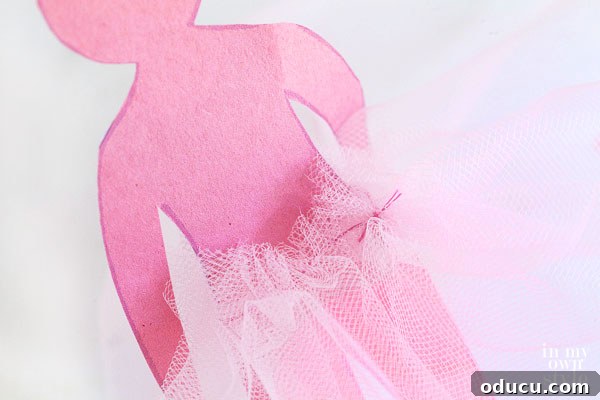 Adorable Printable Gift Tags for Girls 4 Securing the Tulle Tutu on a Printable Gift Tag