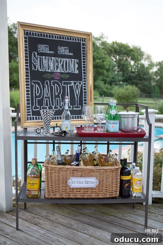 Portable Party Cooler 4 Stylish DIY Basket Party Cooler, ideal for enhancing outdoor entertaining on porches, decks, and patios