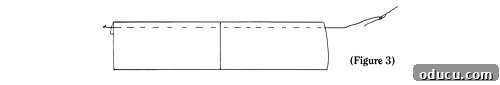 Diagram showing a running stitch applied to the top edge of the ruffle piece to gather the fabric.