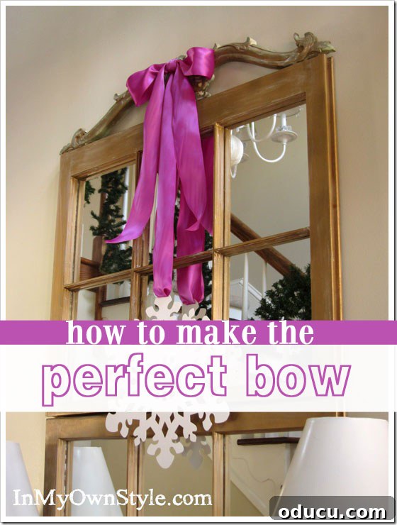 Ribbon Flair for Instant Home Style 21 Elegant pink bow attached to a long gold mirror on a wall, showcasing a perfect ribbon bow as decor.
