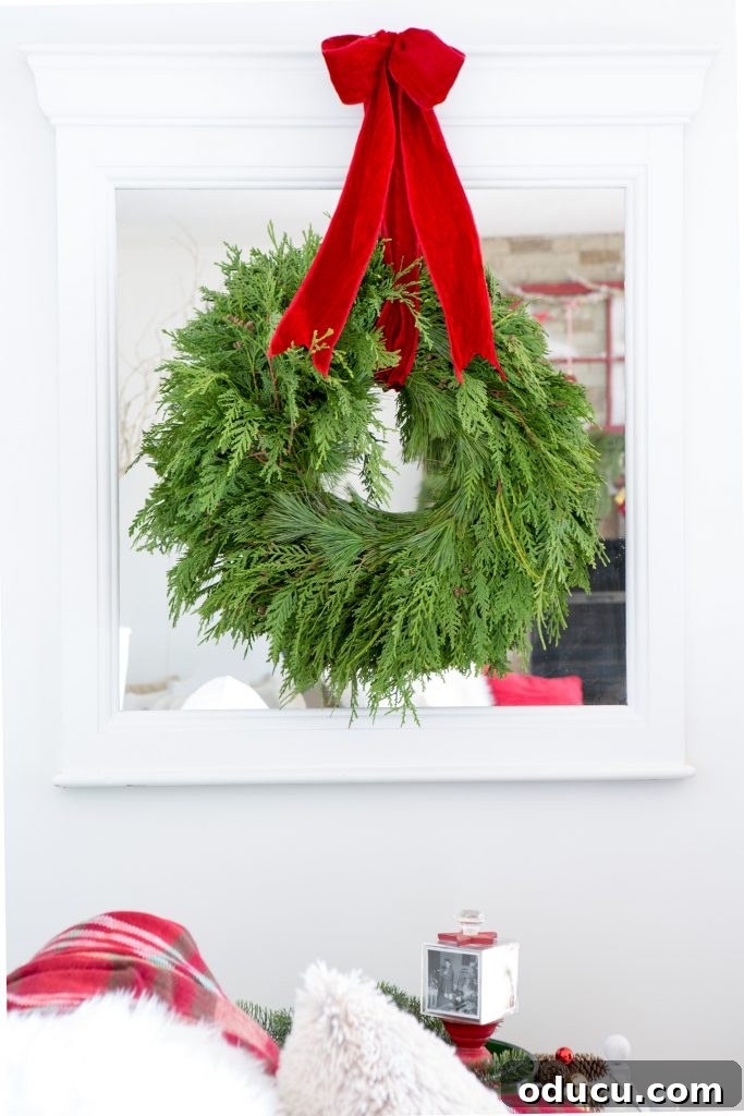 Ribbon Flair for Instant Home Style 27 How to tie a bow using non-wired ribbon so it looks full and complements a traditional holiday wreath.