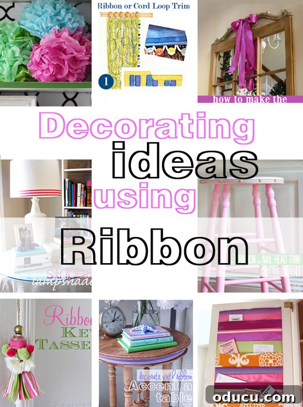 Ribbon Flair for Instant Home Style 28 A collection of images showcasing budget decorating ideas using ribbon to embellish and accent every room in a home, highlighting its versatility.