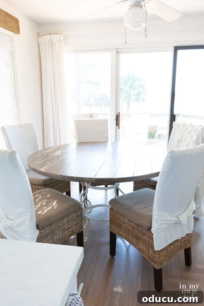 The Style Icon Who Solved My Decorating Dilemma 5 Completed table showing the matte sheen on it from the light coming from a door.