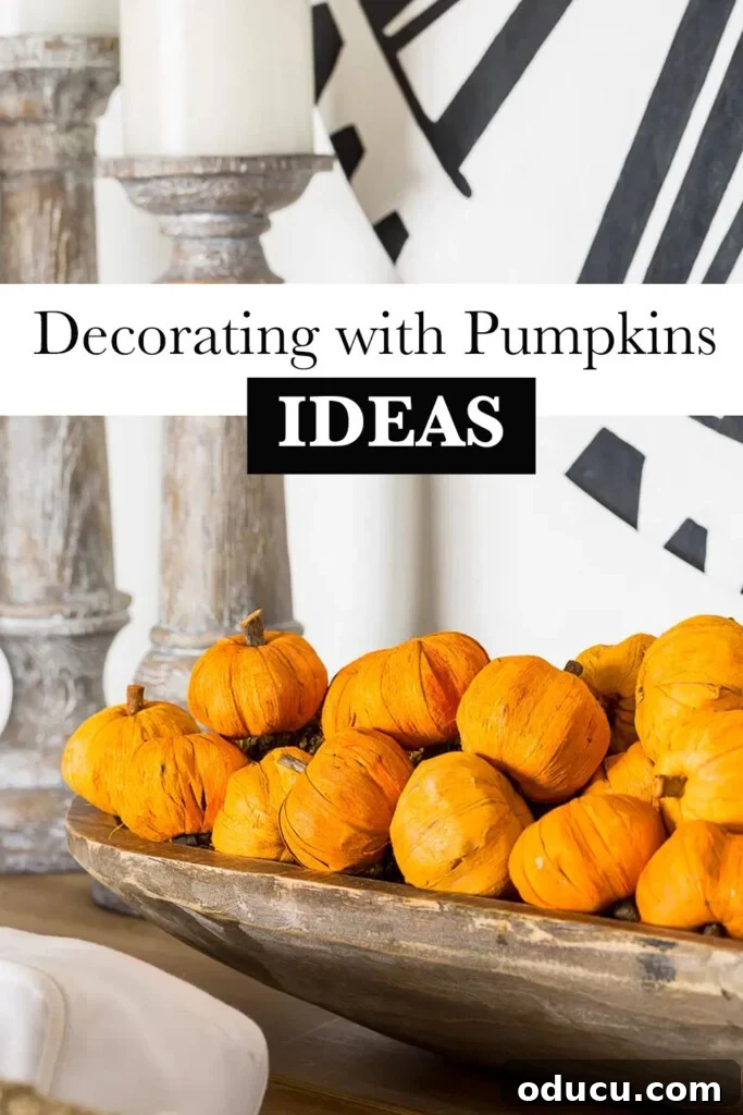 Effortless Autumn Pumpkin Decorating 24 A rustic dough bowl brimming with an assortment of mini pumpkins, offering a beautiful and simple idea for fall home decorating.