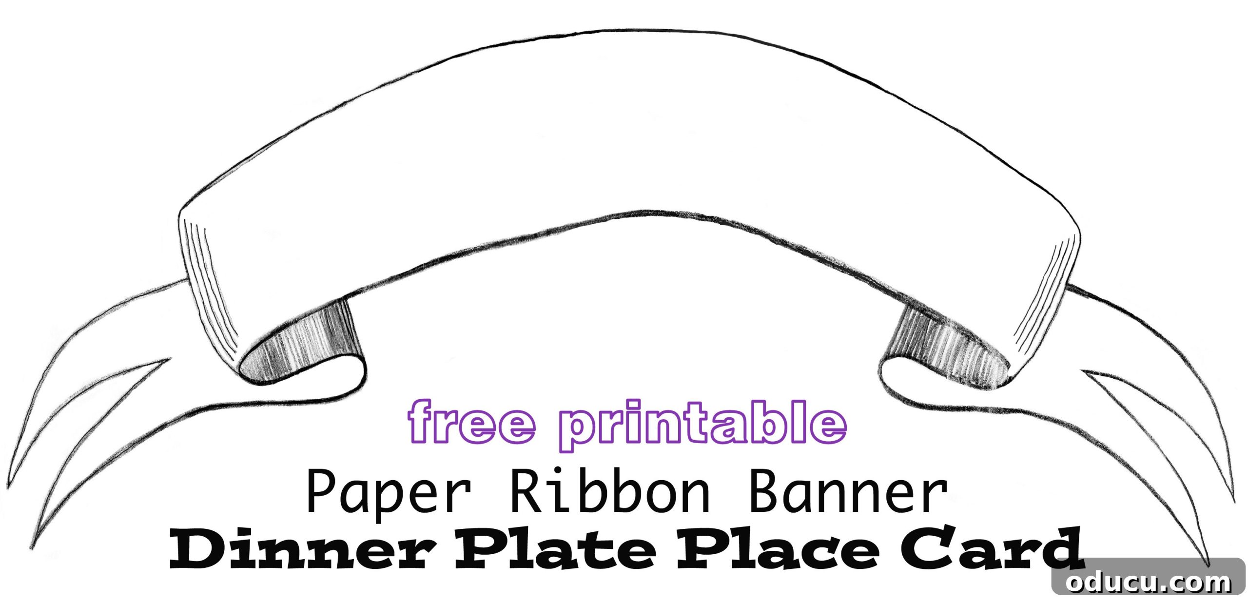 Printable Banner Dinner Place Cards 2 Free printable: Ribbon Banner Dinner Plate Place card for the next time you entertain with a sit down dinner