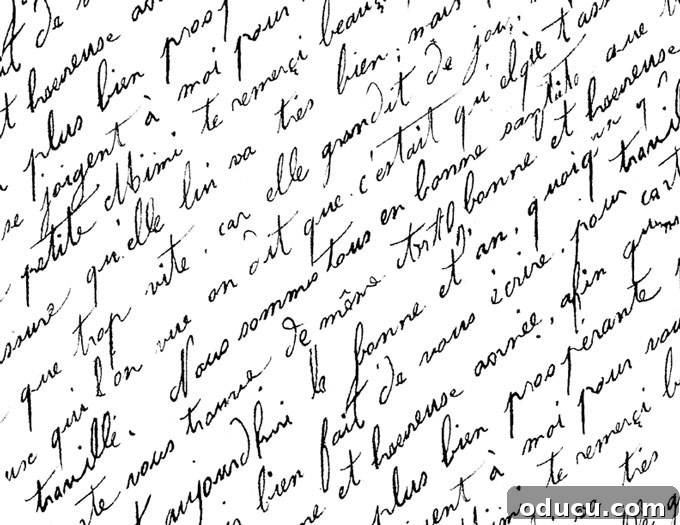 Antique French script handwriting free printable for DIY paper crafts