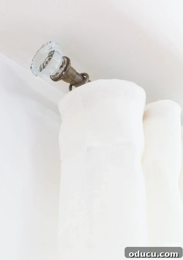 Barn & Willow Dining Room Drapes 6 Repurposing Ideas for Curtain Rods: Vintage Doorknobs and Industrial Pipes