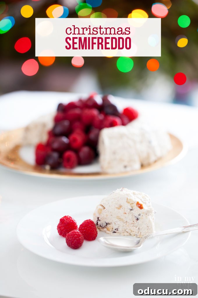 Festive Semifreddo Delight 2 Christmas Semifreddo recipe, a stunning semi-frozen dessert with berries.