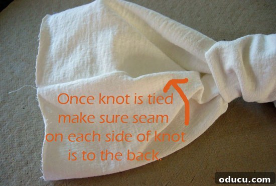 slipcover-how-to-2 Chair back slipcover tutorial and pattern. Step-by-step guidance on creating the iconic knotted tie-back, ensuring proper seam placement.