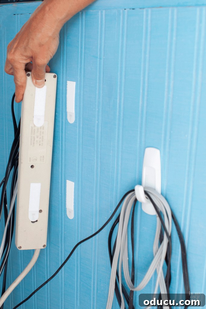 Invisible Wires: The Secret to a Sleek Wall-Mounted TV 4 How to hide a power strip and cords from a TV