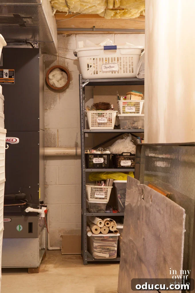 Master Your Basement: Declutter Once, Stay Organized Always 10 Metal shelving unit for craft supplies