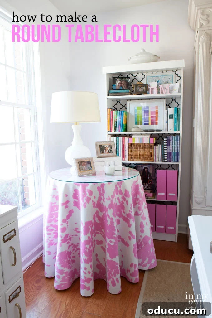Create Your Own Round Tablecloth 2 How to make a round tablecloth using pink cowhide