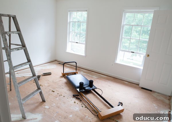 Fitness Room Transformation 8 Making over a bedroom into a fitness room.