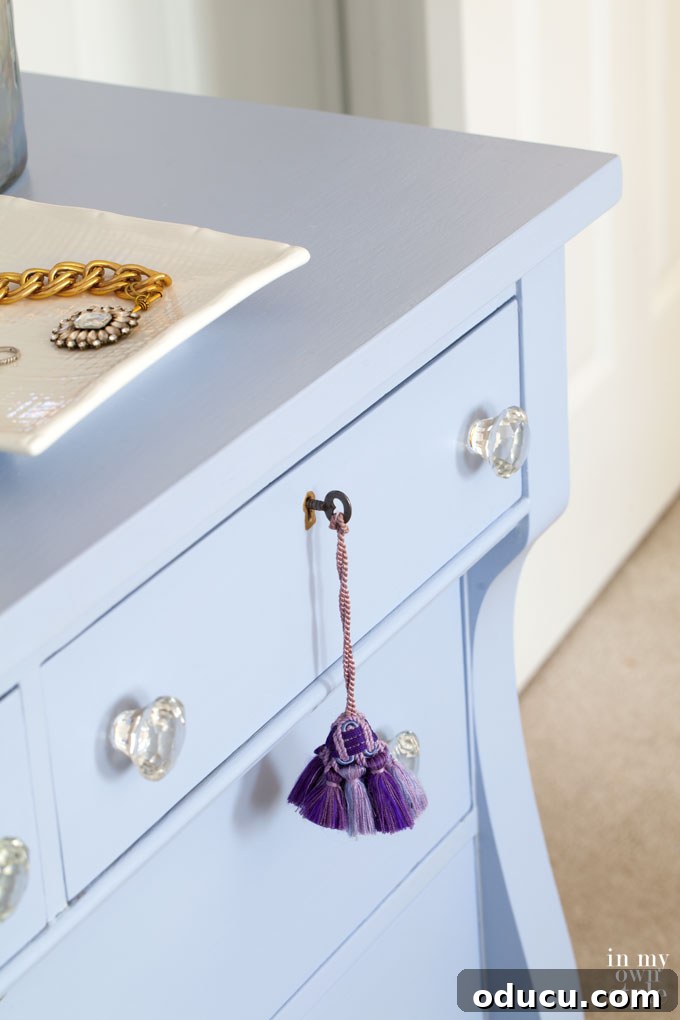 Transformed old furniture piece with chalk paint and wax, showcasing a modern, non-distressed finish.