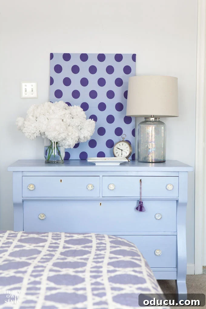 Furniture makeover using DIY chalk paint for a modern, non-distressed finish.