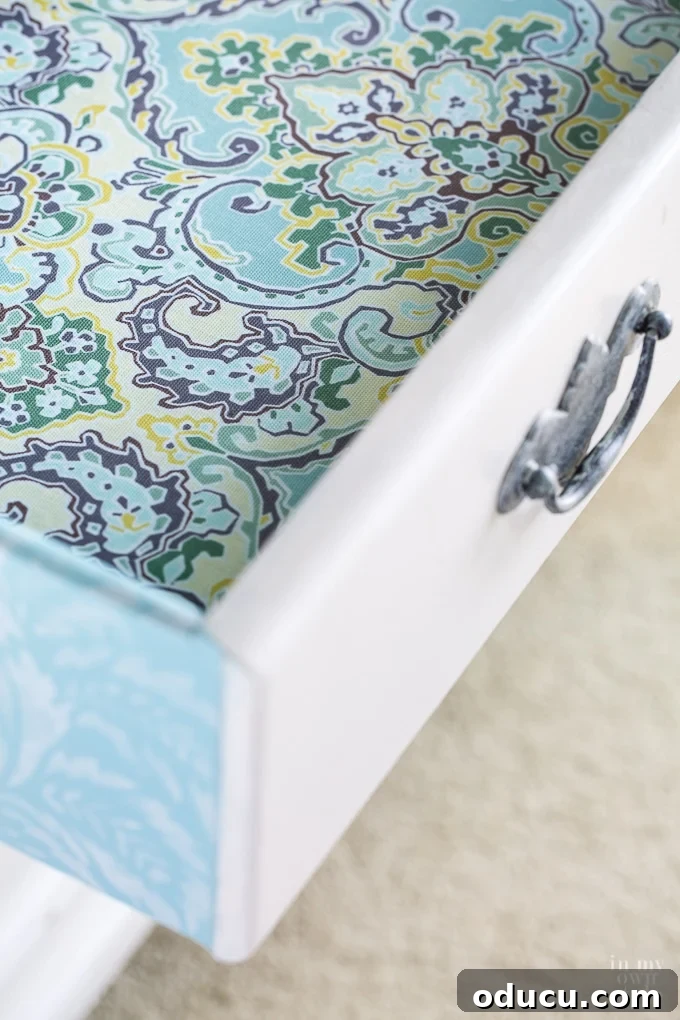 Line Your Drawers Like a Pro: The Easy Trick 4 Drawer makeover idea using fabric