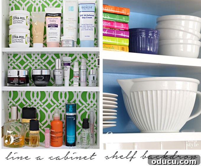 Gift Wrap Chic: Stylish Home Decor on a Budget 2 Gift wrap offers endless decorating ideas for open shelves, adding color and pattern to any display.