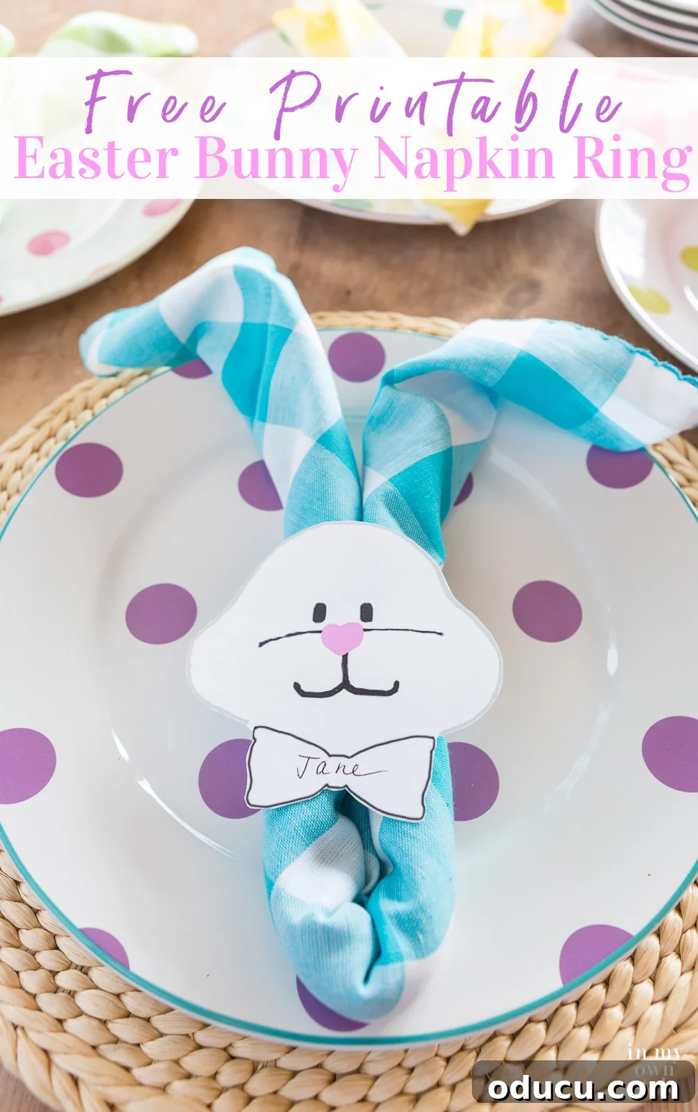 Elevate Your Easter Decor with 3D Chalk Art 16 Easter bunny napkin on plate