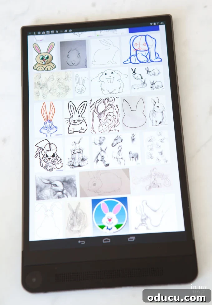 Elevate Your Easter Decor with 3D Chalk Art 4 Online bunny images on a Dell Venue 8 tablet