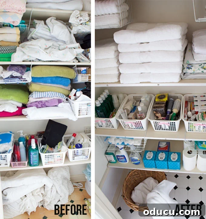 Transforming Your Vinyl Floor and Linen Closet with Paint 2 Decluttering a linen closet before and after budget makeover