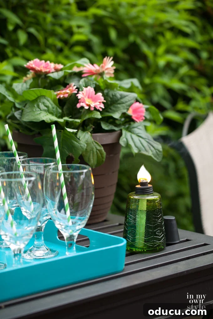 Zesty Grilled Chicken: Your Go-To Outdoor Meal 3 Tiki brand table top torches for outdoor ambiance