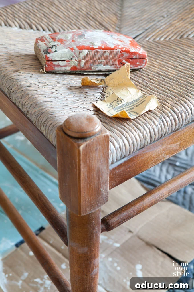Breathing New Life Into Dining Chairs 8 Detailed demonstration of how to sand furniture before painting to ensure optimal paint adhesion.