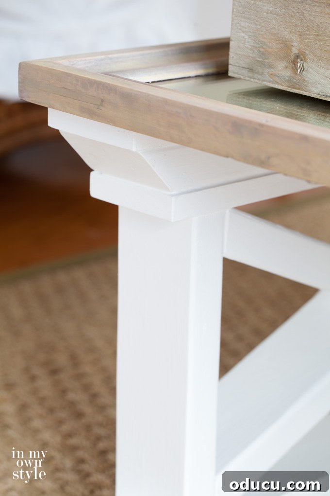 Reborn Reflection Coffee Table 12 The finished beachy DIY coffee table, perfectly styled and ready for use in a coastal-inspired living space.