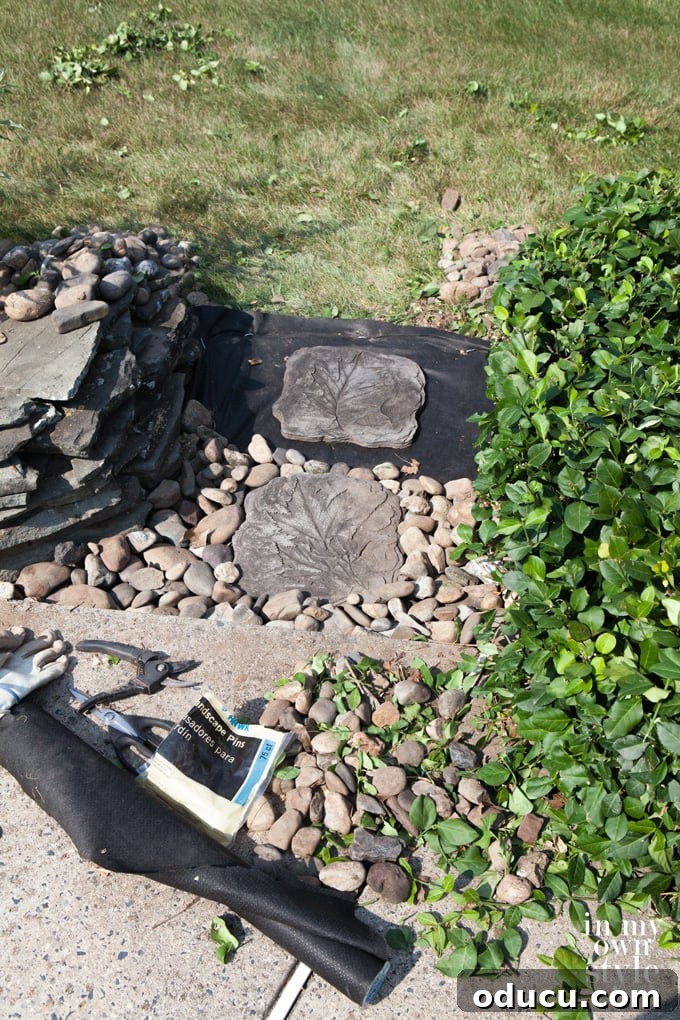 Crafting Your Own Stone Garden Pathway 3 House staging tips for exteriors, showcasing a prepared path area.