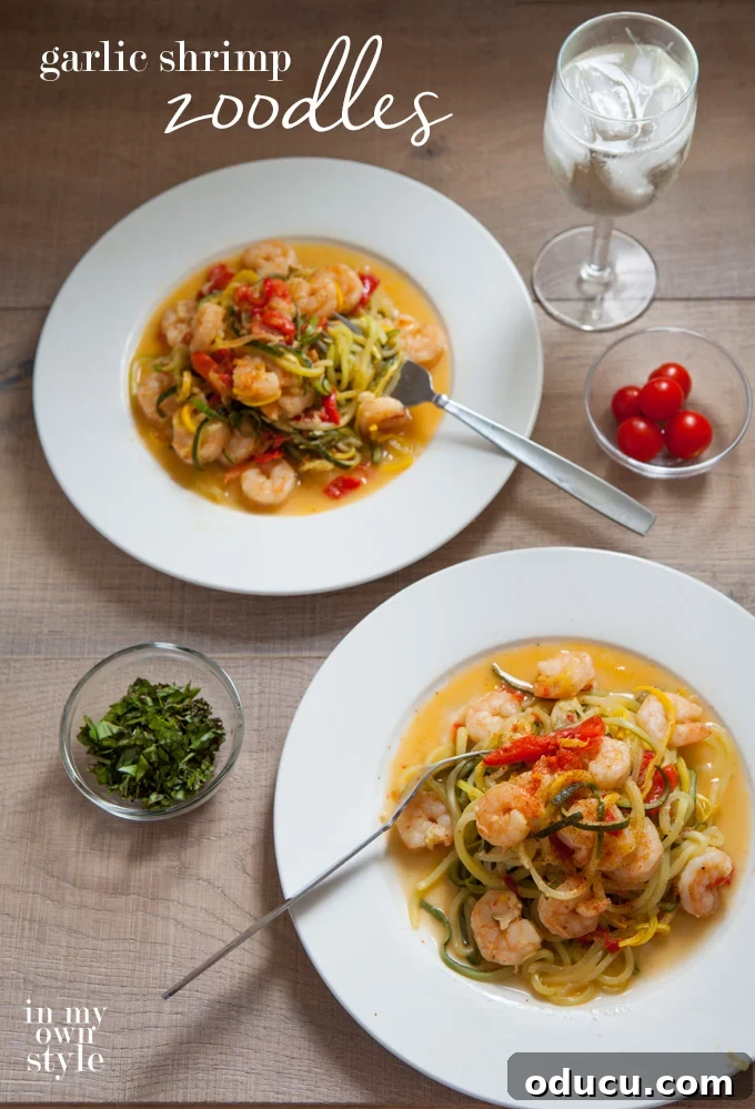 Garlic Shrimp Zoodles: a healthy and delicious way to use zucchini and yellow squash as a pasta alternative