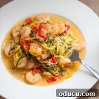 Garlic Shrimp Zoodles recipe with fresh zucchini and yellow squash