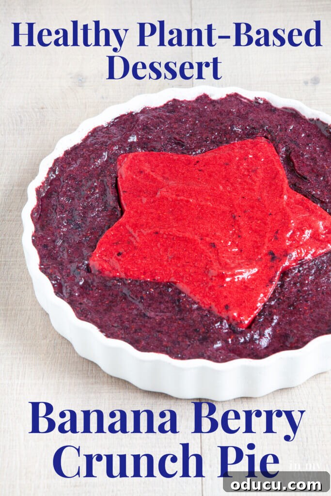 Velvet Vegan Banana Whip Cake 12 Healthy Plant Based Dessert Banana Berry Crunch Pie recipe. Delicious dessert for anyone eating a Whole Food Plant Based diet with no oil or added sugar. Easy to make. The whole family will love it.