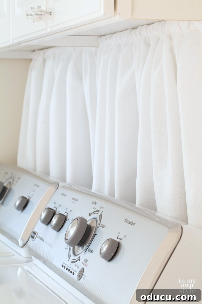 Our Mudroom Transformation with True Value 9 Tips for evenly spreading fabric gathers on a tension rod for a neat curtain