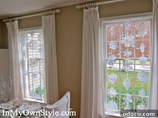 How to make a paper snowflake window treatment - White walls with elegant decor