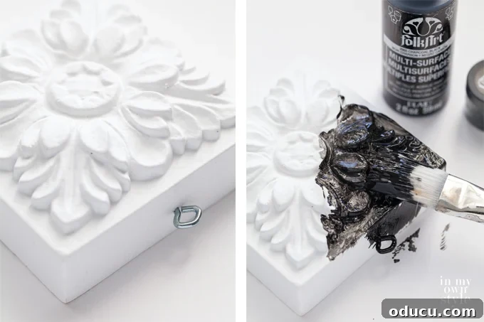 Sculpted Acanthus Rosette Christmas Bauble 3 Semi handmade Christmas Ornament