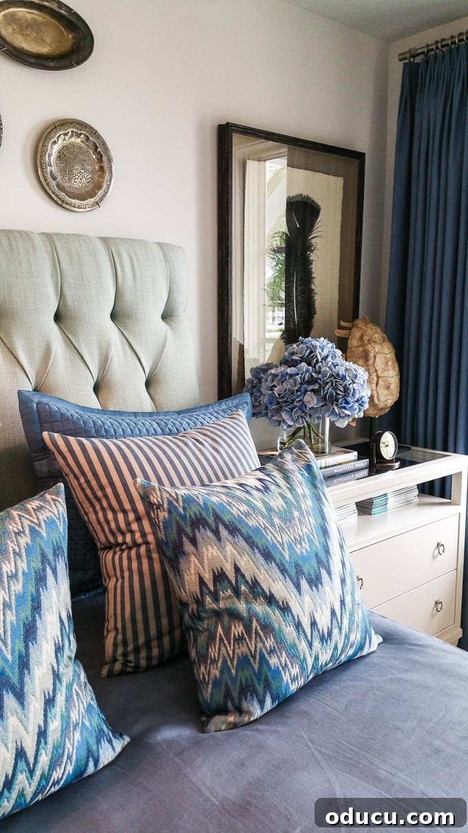 Step Inside the HGTV Dream Home 2016 19 The charming Bastille Blue bedroom, my favorite, with its inviting decor and direct access to outdoor views.